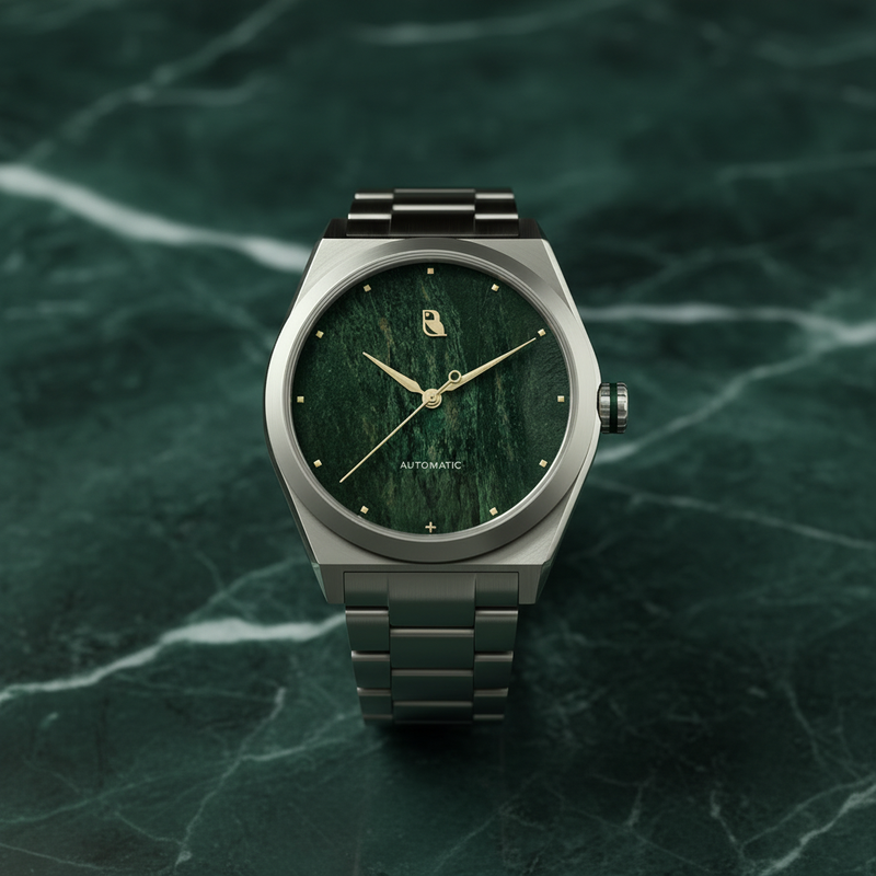 Rook Watch — Green Dial Carousel 1:1 Stone Texture